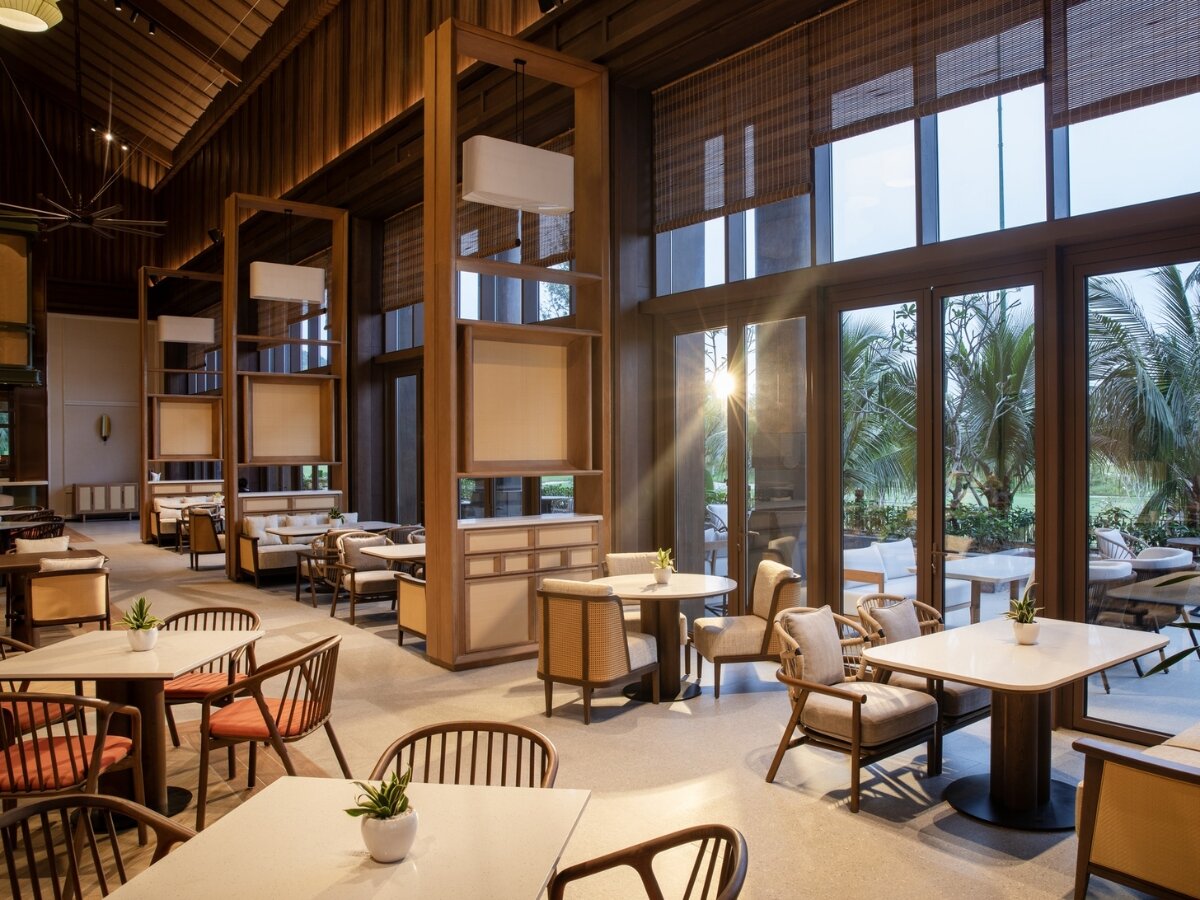 The spacious restaurant can accommodate up to 150 guests